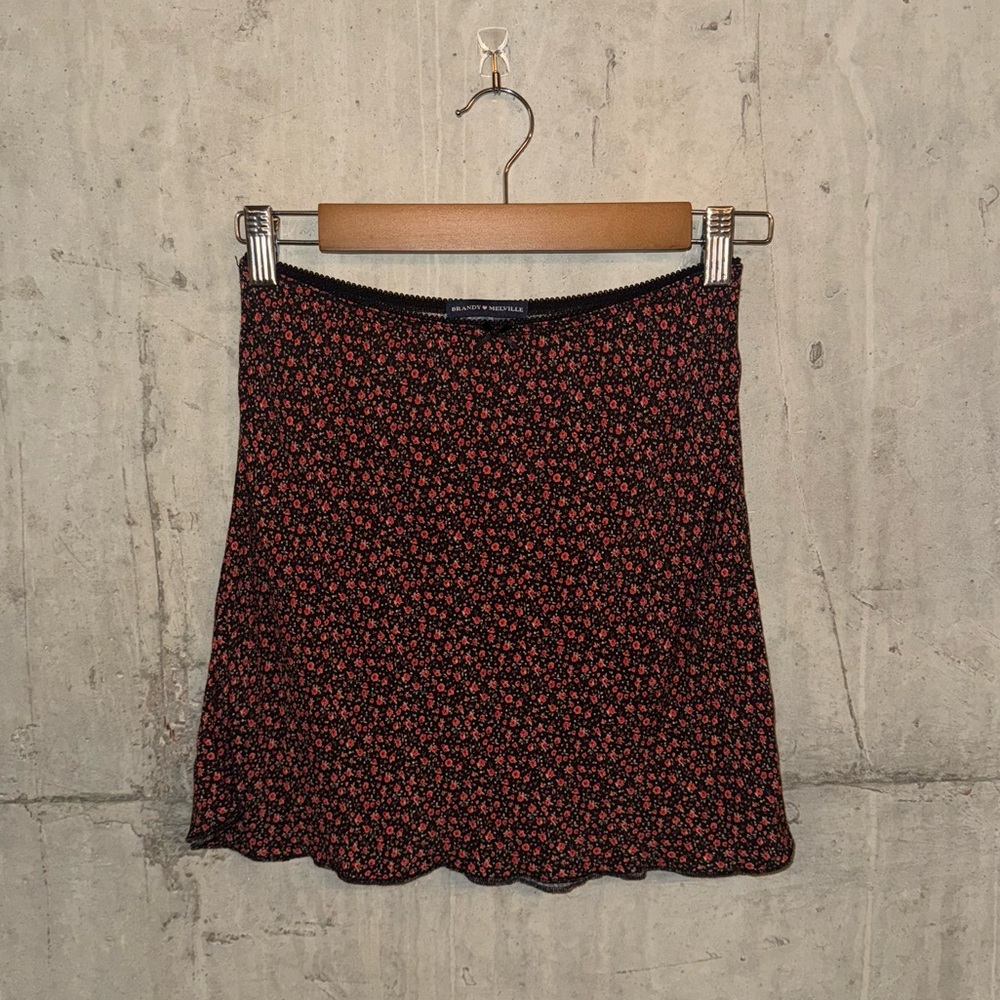 Brandy Melville Floral Black and Red mini Skirt